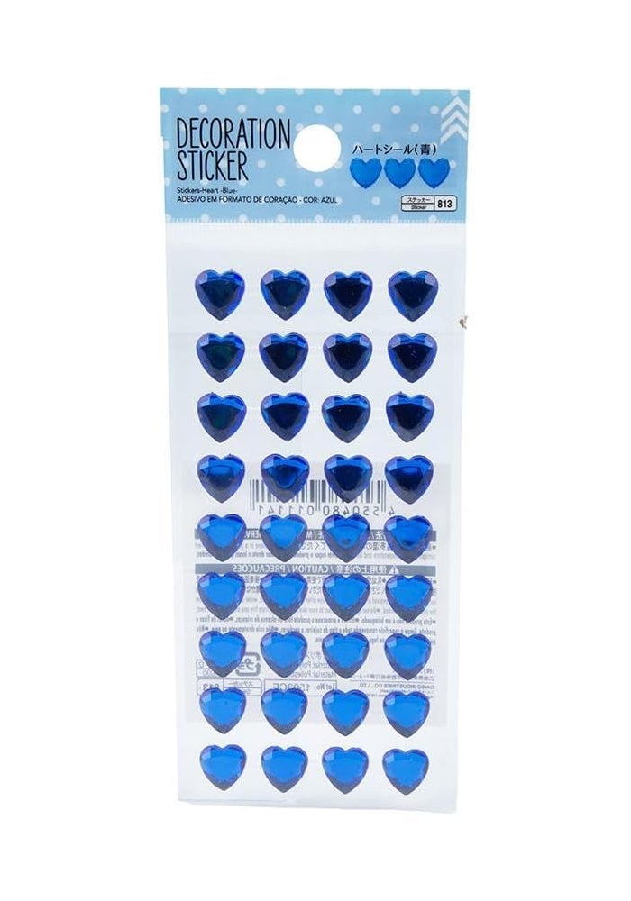 Daiso Blue Heart-Shaped Decorative Stickers for Crafting and Scrapbooking - Image 1